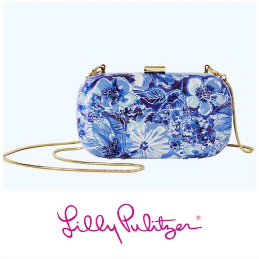 Lilly Pulitzer Blue Floral Hard Clutch